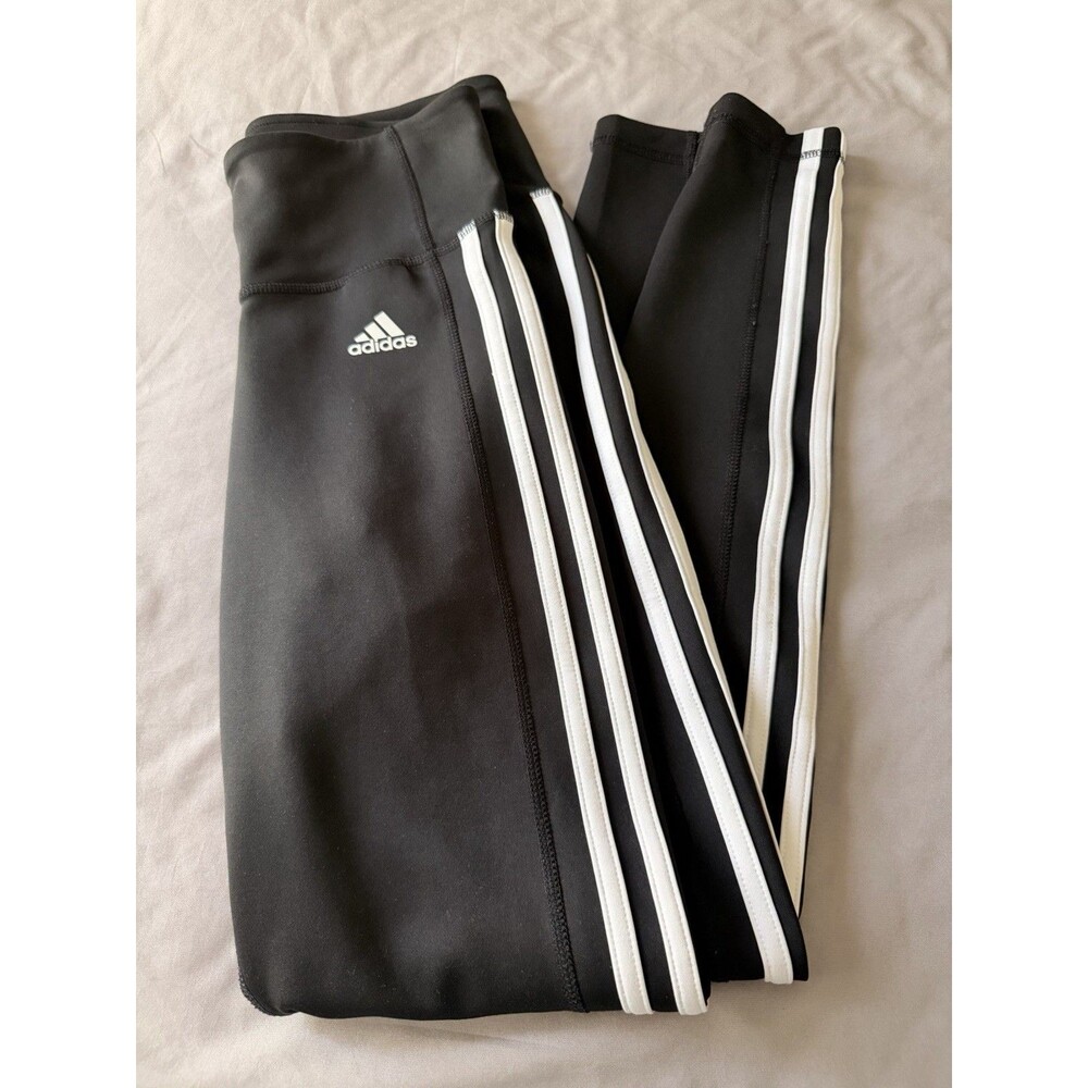 adidas Women’s S Black Full-Length Leggings 3-Stripes Sport Athleisure